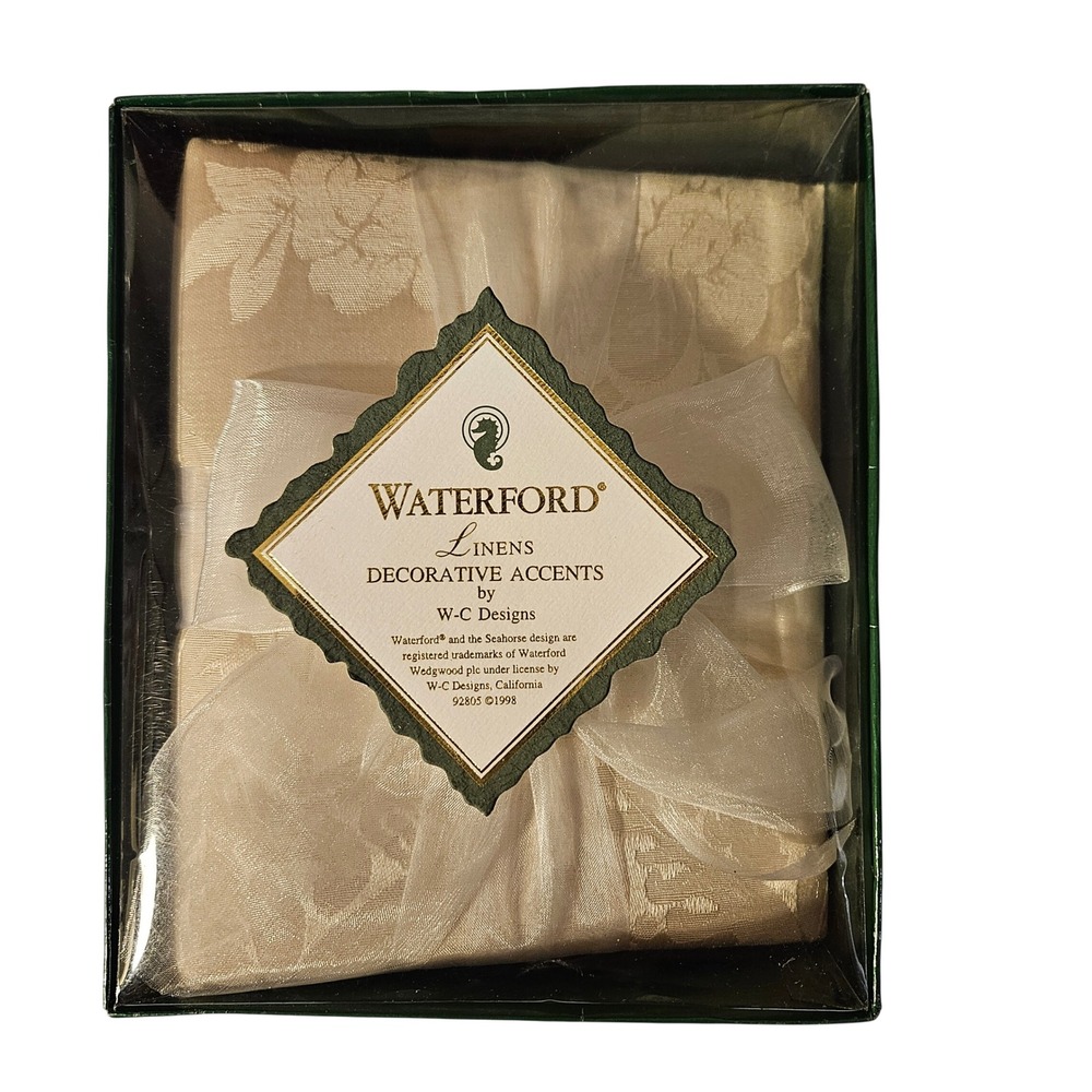 Waterford Linens Decorative Accents Damask Floral Cream Vintage 1998 NIB Gift